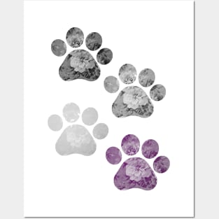 Subtle Floral Paw Prints Flag Posters and Art